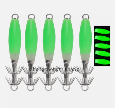 Leurres Calmar à Pêche – 8 Cm, Imitant Une Crevette, Phosphorescents, à Coulée Lente – Double Hameçon Parapluie – Pour Eau Douce Et Mer, Pêche Au Traîneau Ou En Verticale
