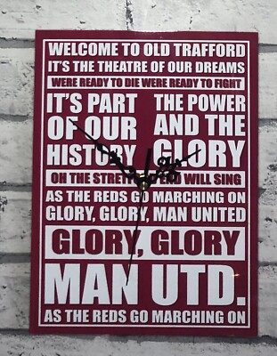 Neuheit Wanduhr, Man Utd, Team Anthem, Glory Glory