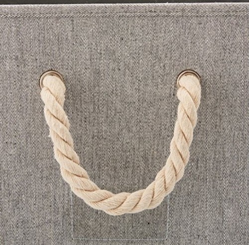 EZOWare™ ~ 12" ~ Foldable ~ Storage Cube/Bin ~ Rope Handles ~ GRAY Herringbone - Picture 2 of 11