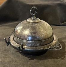 Antique 1880’s James W Tufts Boston Quadruple Silver Plate Butter Dish #1940