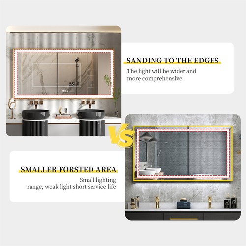 XXL Luxury LED Bathroom Mirror Defog Beauty Mirror Gold Brushed Aluminum Frame - Bild 16 von 23