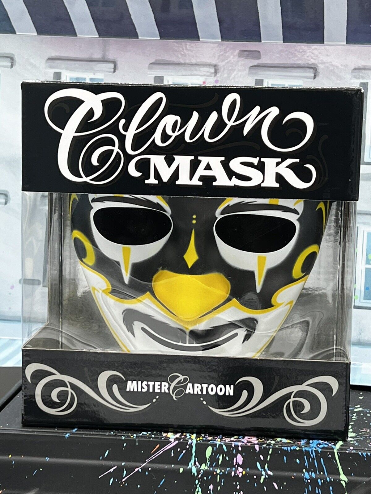 MISTER CARTOON CLOWN MASK YELLOW PURPLE-