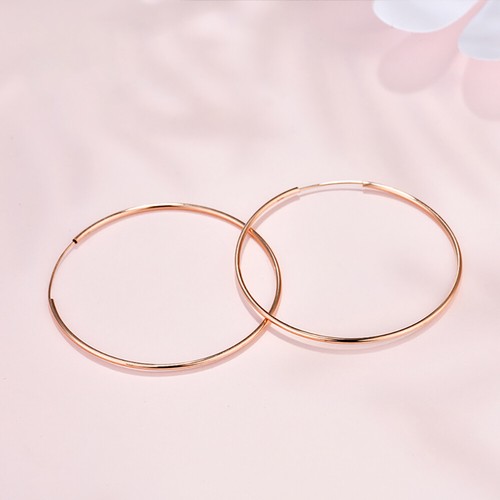 Authentic 18K Rose Gold Hoop Earrings 100% Fine Jewelry for Women 3/4/5/6cm - Picture 3 of 5