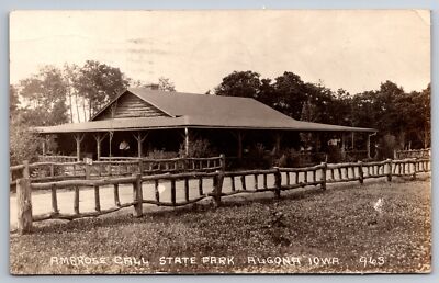 Algona Iowa~Ambrose Call State Park~Pavilion~1932 RPPC