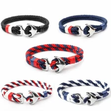 Anchor Sailor Bracelets Nautical Survival Rope Charms Paracord Metal Hooks Wraps