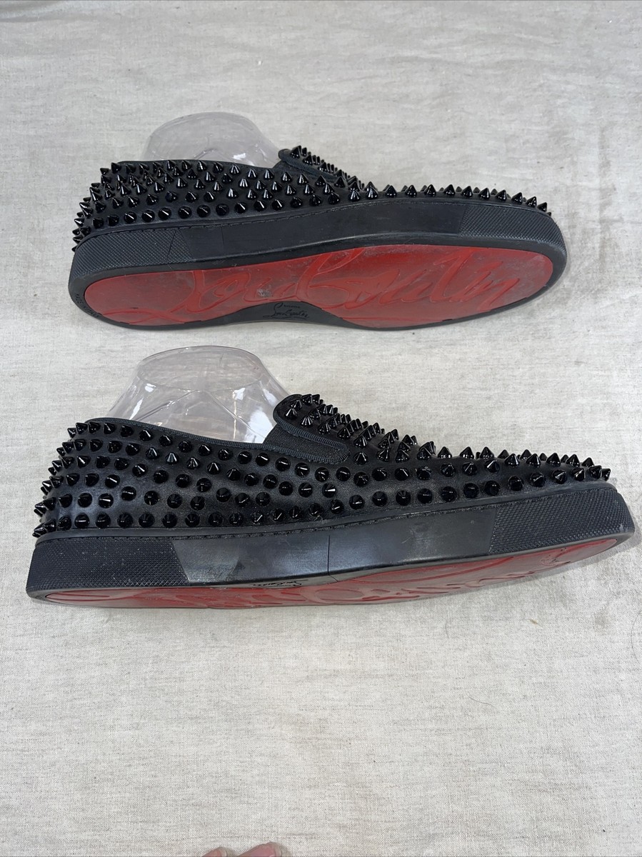 CHRISTIAN LOUBOUTIN Black Roller Boat Spiked Slip On