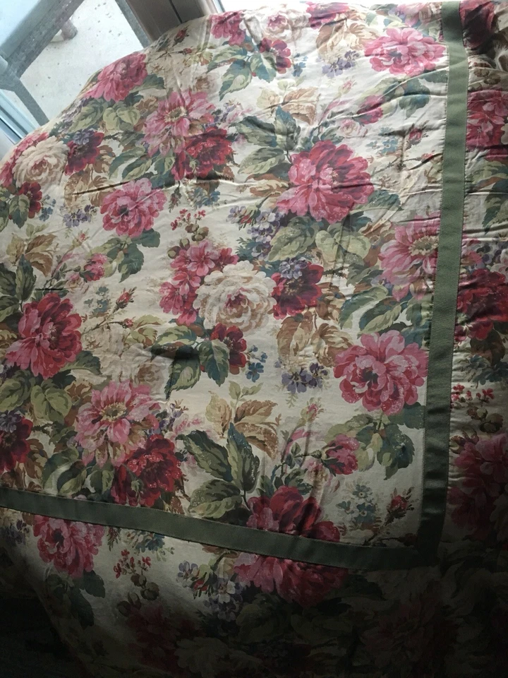 Chaps Rosemont Queen Comforter Pink Tan Rose Floral Green - Image 3 of 4