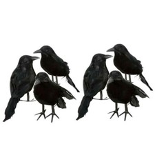 6PCS Halloween Crow Prop Large Realistic Raven Feathered Spooky Party Home Decor