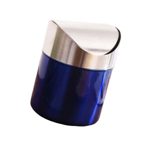 Desktop Trash Can Mini Garbage Cans Small Desk Stainless Steel - Picture 1 of 16
