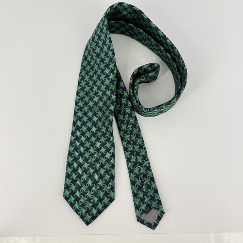 John W. Nordstrom Men's 100% Silk Tie Green and Navy 60" L x 3.25" W Made in USA - Picture 2 of 9