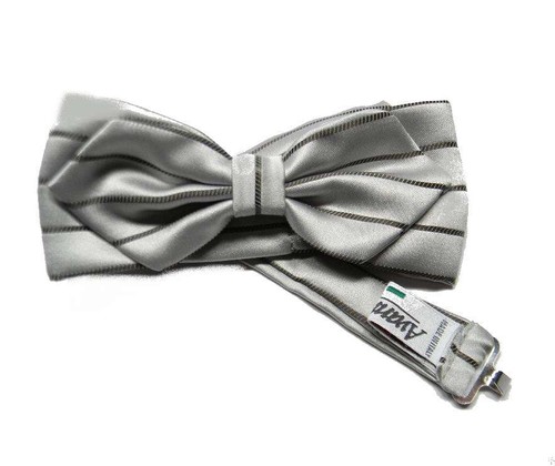 PAPILLON uomo cerimonia con punte grigio perla chiaro a righe nere raffinato - Bild 3 von 5