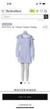 NWT Walter Baker Blue White Striped "Ahjay" Mini Ruffle Trim Dress-Small 188