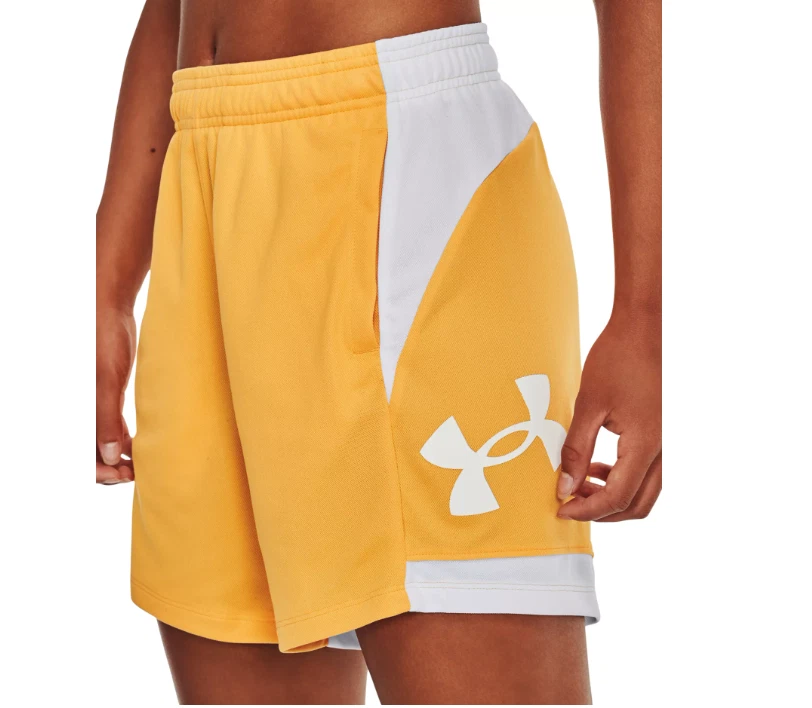 Under armour Basketball Shorts Womens Small UA Baseline Knit Rise Yellow White