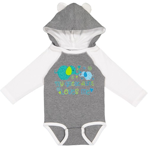 Inktastic My Great Aunt Loves Me- Cute Elephants Long Sleeve Creeper Family Kid