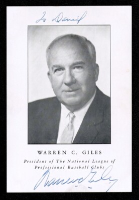 1962 WARREN GILES AUTOGRAPHED TO DAVID BASEBALL CARD FINGERPRINT PROVENANCE AUTO