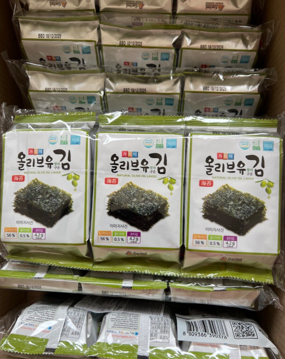 24x4,2g Algensnack Seetang geröstet gewürzt Meeresalge Noriblätter Nori Snack