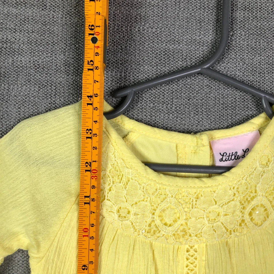 Vestido Little Lass Bebé Niñas 12M Meses Amarillo Encaje Pullover Floral Primavera Casua Foto 2 de 4