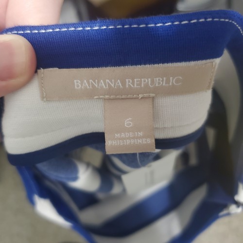NWT Banana Republic Blue White Striped Midi Skirt Pencil Size 6 - Picture 7 of 10
