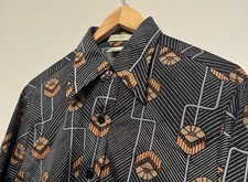 Vintage 70s Sears Kings Road Collared Shirt Geometric Retro Men s Large Tall