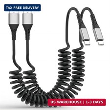 Coiled USB A to USB C Cable for Car, 2Pack 3FT Type C Car Charger Cord