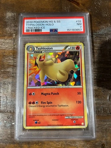 POKEMON 2010 HG & SS TYPHLOSION Holo Cracked Ice #32 PSA 7 Near Mint RARE