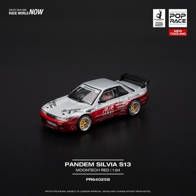 Pop Race Nissan Pandem Silvia S13 Moontech Red DieCast Collector PR640258 Model