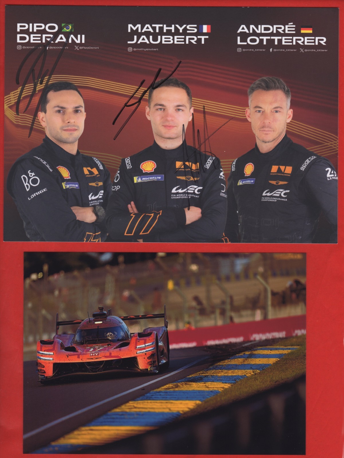 GENESIS MAGMA RACING GMR-001 #17 signed DRIVER CARD cm 15x21 24h LE MANS 2026