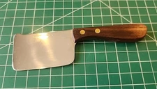 Stainless Steel Cleaver Cheese Mini Wood Handle 6½" Knife Vtg Japan NOS- gwT2