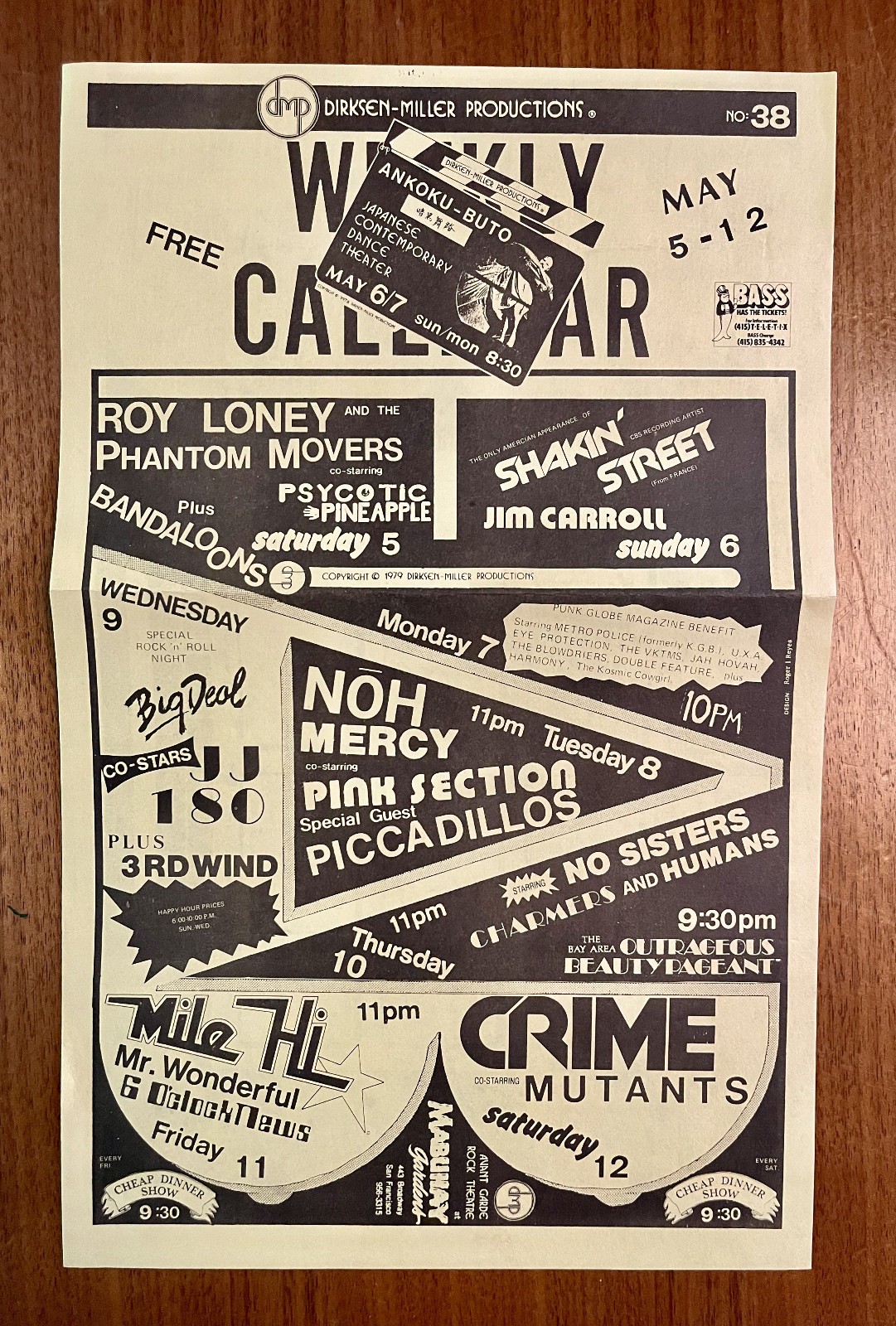 Vintage 1979 DIRKSEN-MILLER Calendar Flyer CRIME MUTANTS PINK SECTION Orig Rare