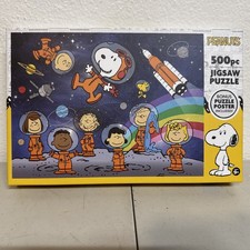 Rose Art 500 Piece PEANUTS IN SPACE 24" x 18" Jigsaw Puzzle w/Poster 8680ZZC