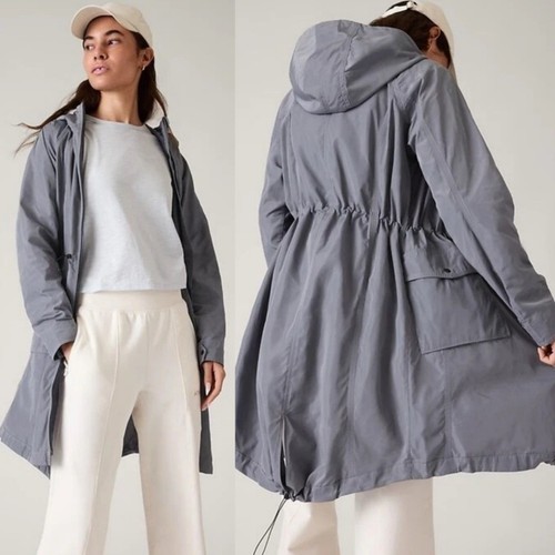 NWT Athleta Everyday Anorak Longline Full Zip Hooded Jacket Coastline Blue Sz XS - Picture 2 of 16