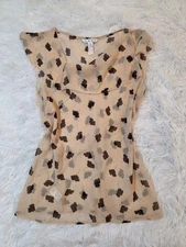 CABI Sheer Floral Blush Pink Sleeveless Professional Work Office Blouse Size...