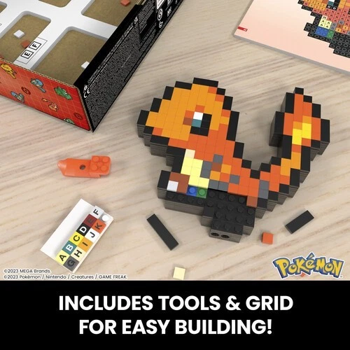 WB Mega Bloks - Pokemon Charmander, Pixel Art, 349 Piece Building Toy Set - Image 3 of 4