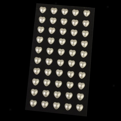 50 SELF ADHESIVE FLAT BACK IVORY PEARL HEART EMBELLISHMENT WEDDING CRAFT 9MM - Picture 8 of 11