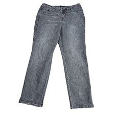 Gloria Vanderbilt Amanda High Rise Tapered Jeans Womens 14W Gray Charcoal Denim