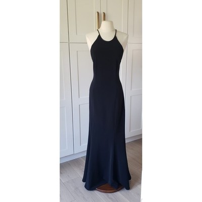 Cache Gown Womens M Black Open Lace Up Back Mermaid Long Dress 90s