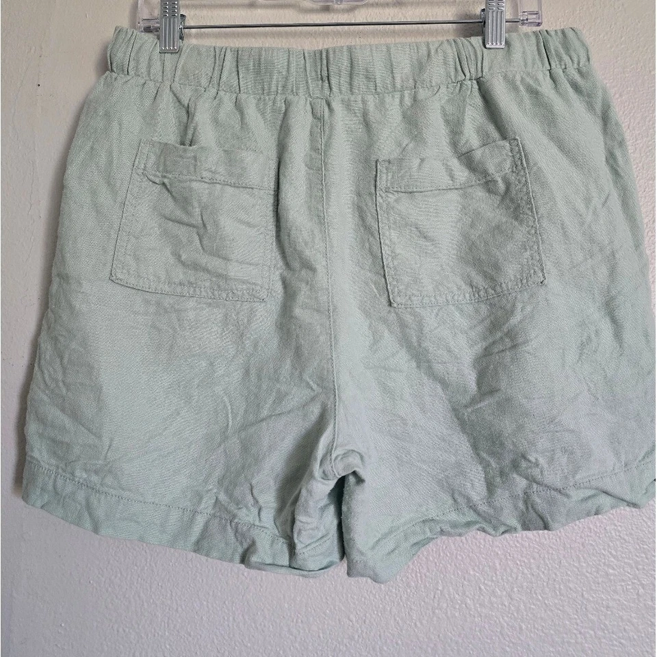 Linen Blend Shorts Elastic Waist Casual Summer Beach Shorts - Image 2 of 4