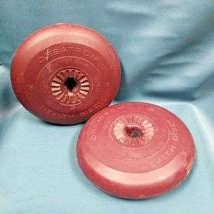 Pair of Orbatron Health Disc Weights 15 Pound Each Deep maroon