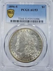 1896-S Morgan Silver Dollar $1 - Certified PCGS AU53 - True View Gold Shield