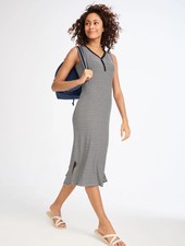 T by Talbots knit sleeveless henley maxi dress Size L black and white striped