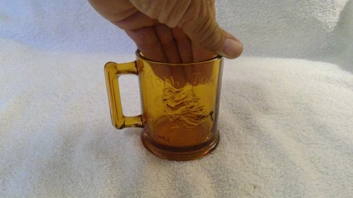 Vintage Tom Tom The Pipers Son, Humpty Dumpty Amber Glass Coffee/Tea Cup EUC