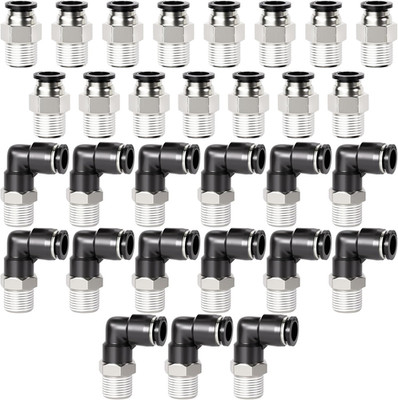 Elbow and Straight Combination 1/4 Inch Tube OD X 1/8 Inch NPT Thread Push to Co