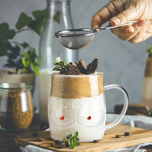 Große Kapazität Glas Kaffeebecher 480ml mit Griff für Milchsaft Frühstück Verwendung - Bild 8 von 12
