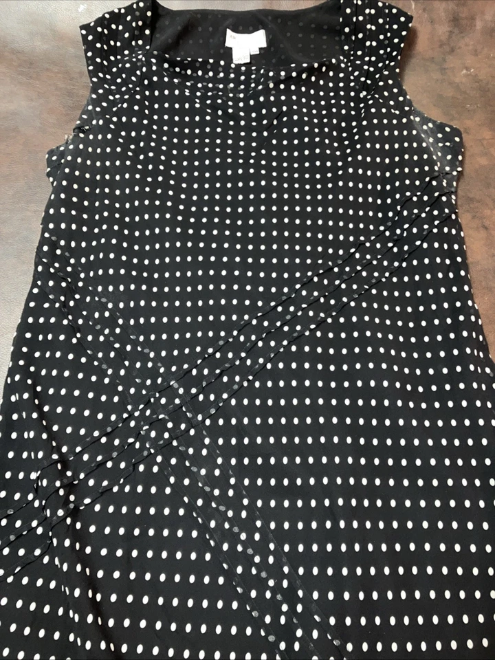 Adrianna Papell 100% Silk Lining Y2K 20W White Polka Dot Black Dress - Image 2 of 4