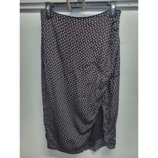 Abercrombie Fitch Black Floral Print Midi Skirt with Slit Size M