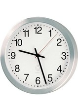 PEWETA Wanduhr Funkuhr Aluminium mattsilber Ø 300 mm 1,5 V Zahlen Ø 300 mm