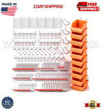 238 Pcs Pegboard Hooks Assortment Set Metal Organizer Bins Garage Tool Storage