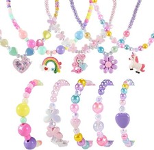 10pcs Kids Jewelry for Girls -5 Necklaces, 5 Bracelets, Little Girls Jewelry Kid