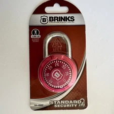 Brinks Dial Combination Padlock Red 50mm 164-49002 NEW Sealed 4,000 Lb Cut Rest.