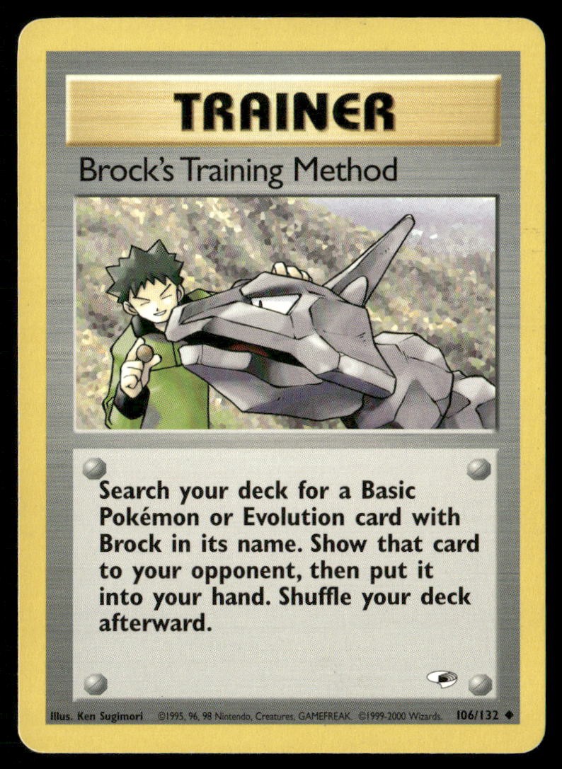 Brock's Training Method Gym Heroes 106/132 Uncommon Unlimited Pokemon HP